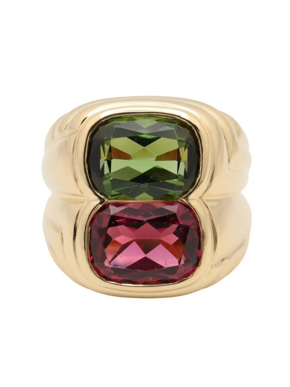 Bvlgari Ring Doppio Bachelato Peridot Pink Tourmaline 18k
